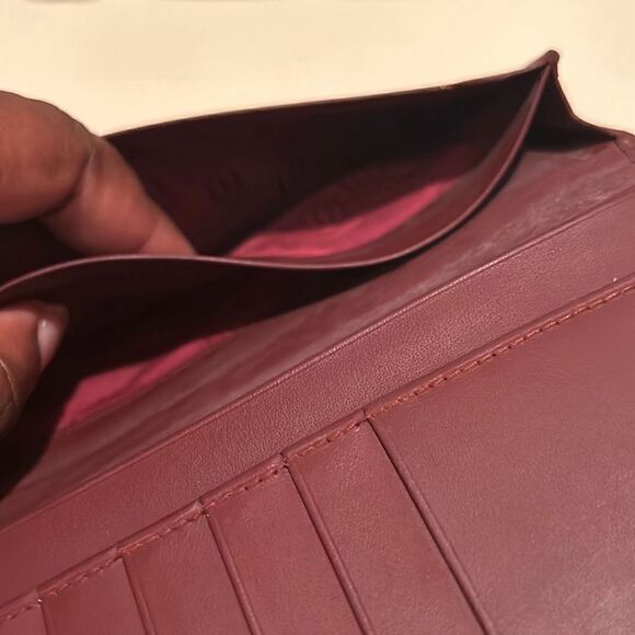 Cartier International Long Wallet Maroon Leather Gold Metal Corners CC Logo - Picture 7 of 12